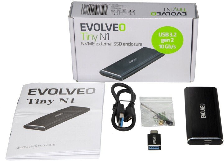 Evolveo Tiny N1, M.2 NVMe, USB 3.1